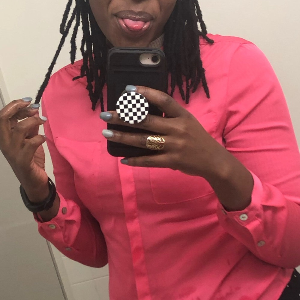 Hot Pink Silk Button Up Shirt